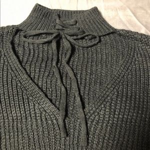 sweater with choker lace up tie